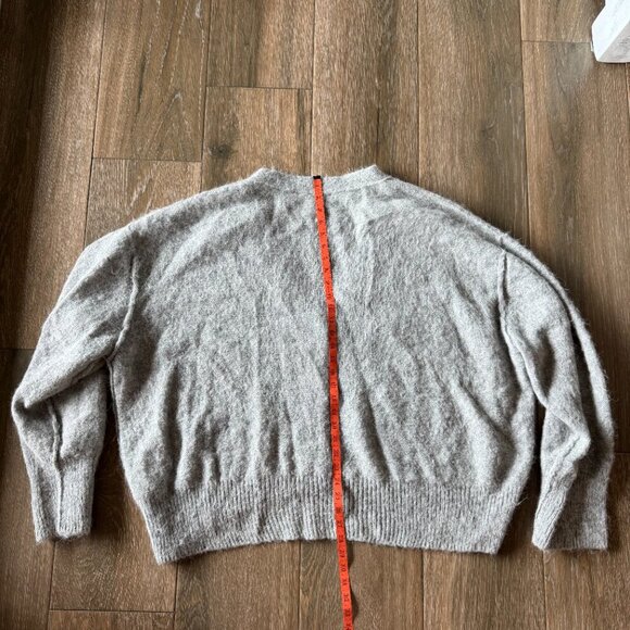 Free People Eclair Alpaca oversized Gray knit cardigan women's size Large - Picture 6 of 8